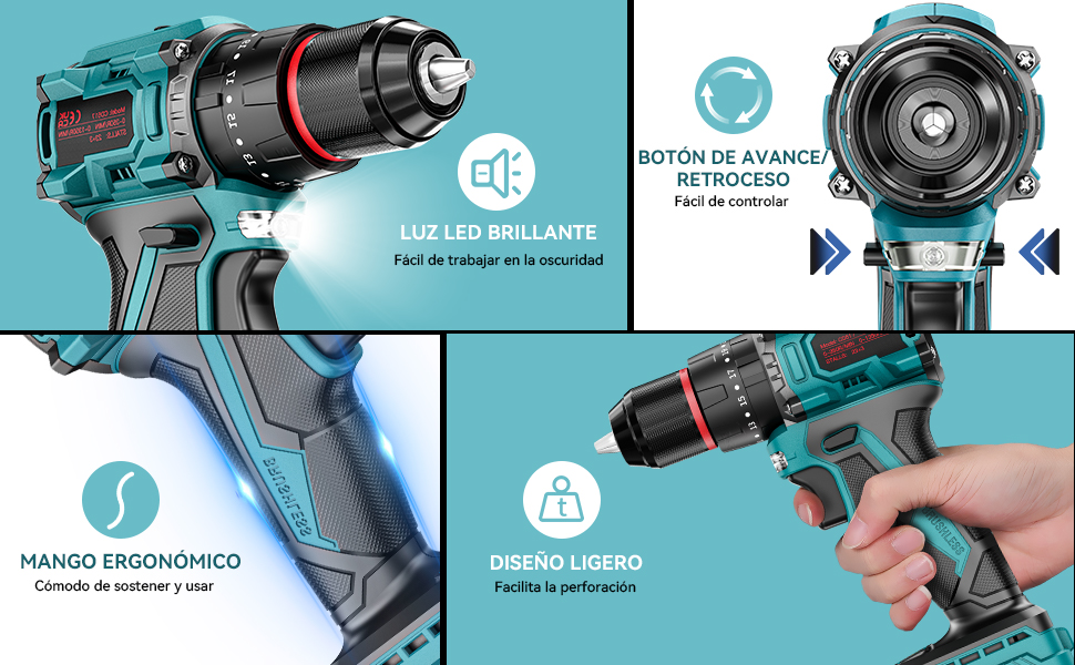 Brushless Taladro Percutor a Bateria 21V