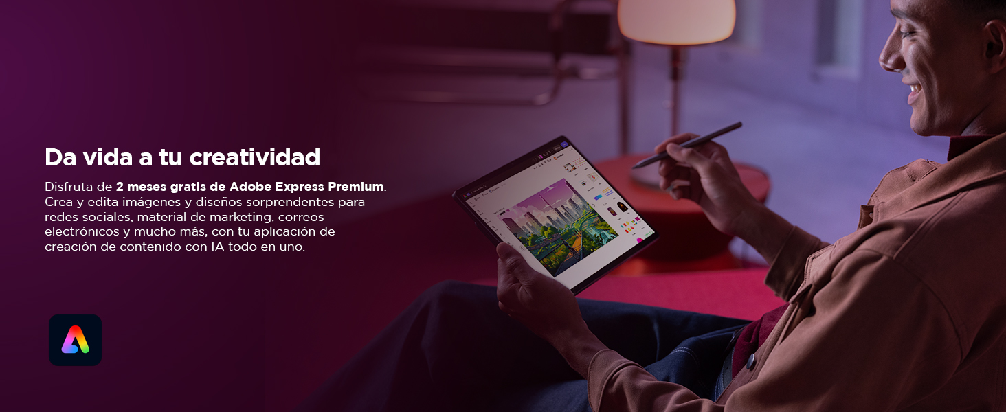 Lenovo Yoga Tab Plus-Imagen diseño Adobe Express Premium