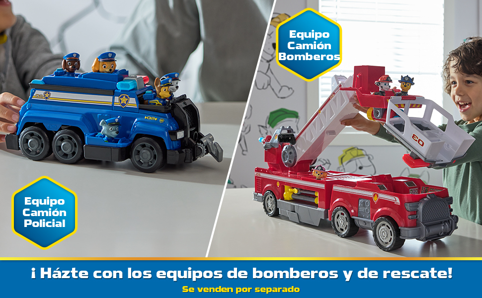 Patrulla Canina Juguetes, Paw Patrol, Camión policía, figura Chase, Marshall, Rubble, Skye