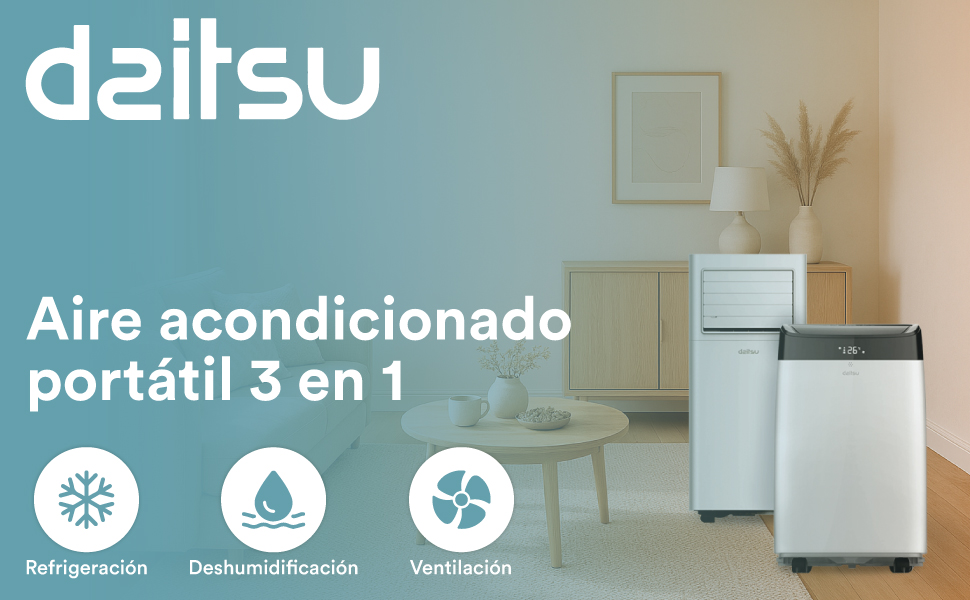 Daitsu Alisios Premium Aire Acondicionado Portátil Deshumidificador y Ventilador