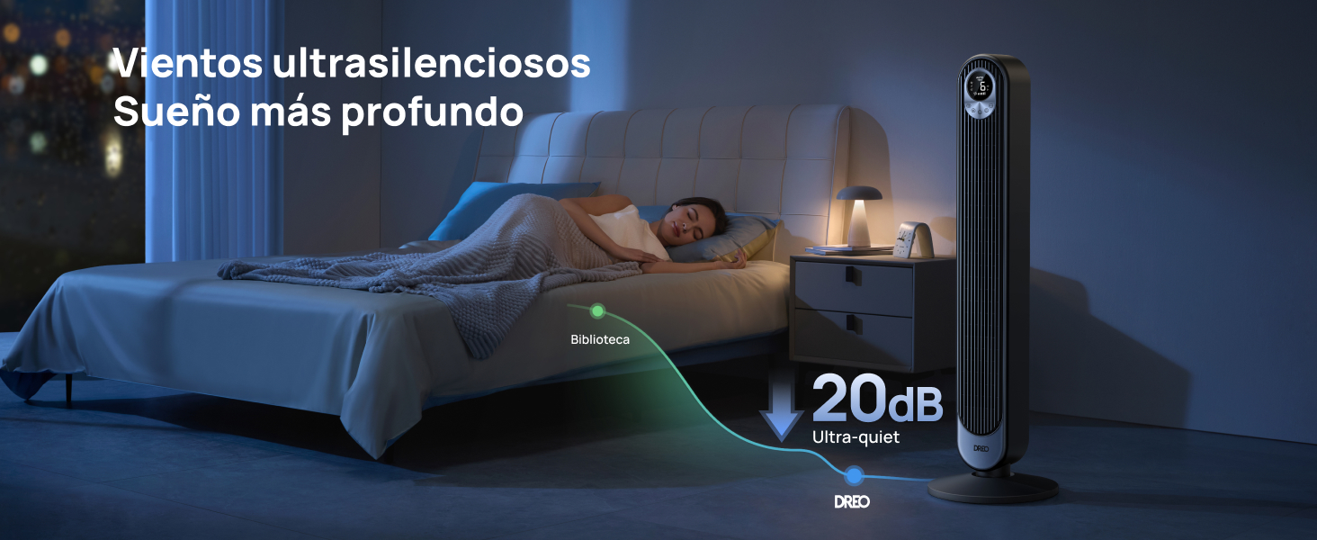 Dreo Ventilador Silencioso de Torre con Mando a Distancia