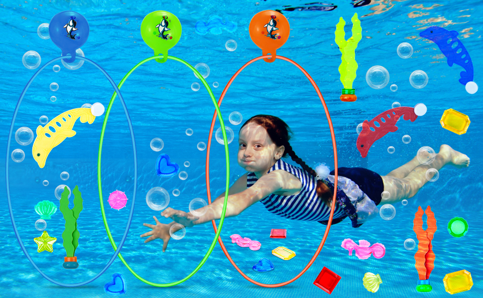 ZHHGOO 27 Piezas Juguetes de Buceo,Juegos Piscina para Niños