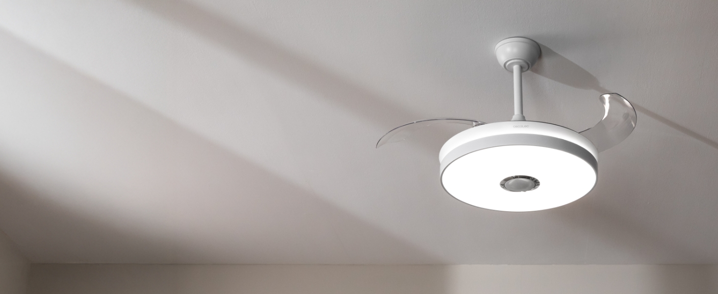 ventilador de techo; ventilador de techo con luz; ventilador techo aspas retractiles; energysilence