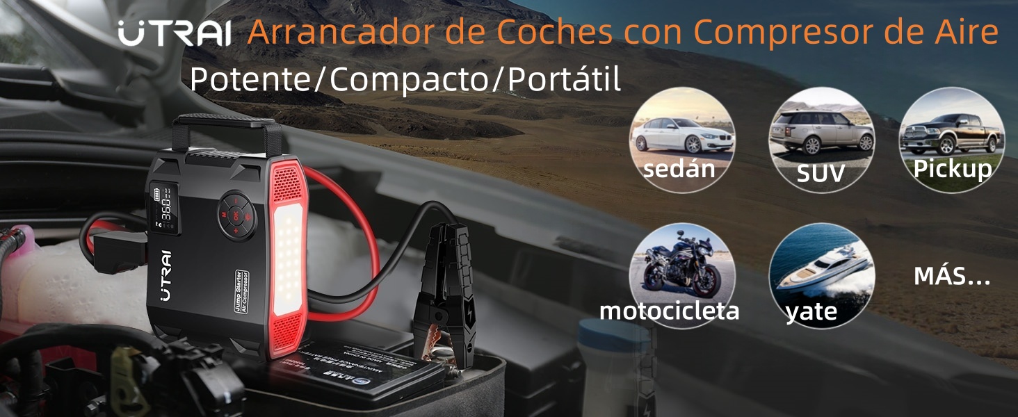 6000A Arrancador de Baterias de Coche con Compresor de Aire