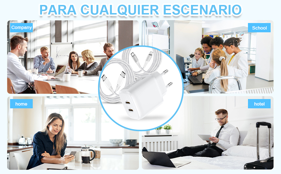 Doble 25W Cargador USB C y Cable