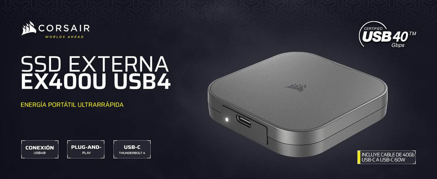 EX400U, USB4, EXTERNO, SSD, CABLE INCLUIDO