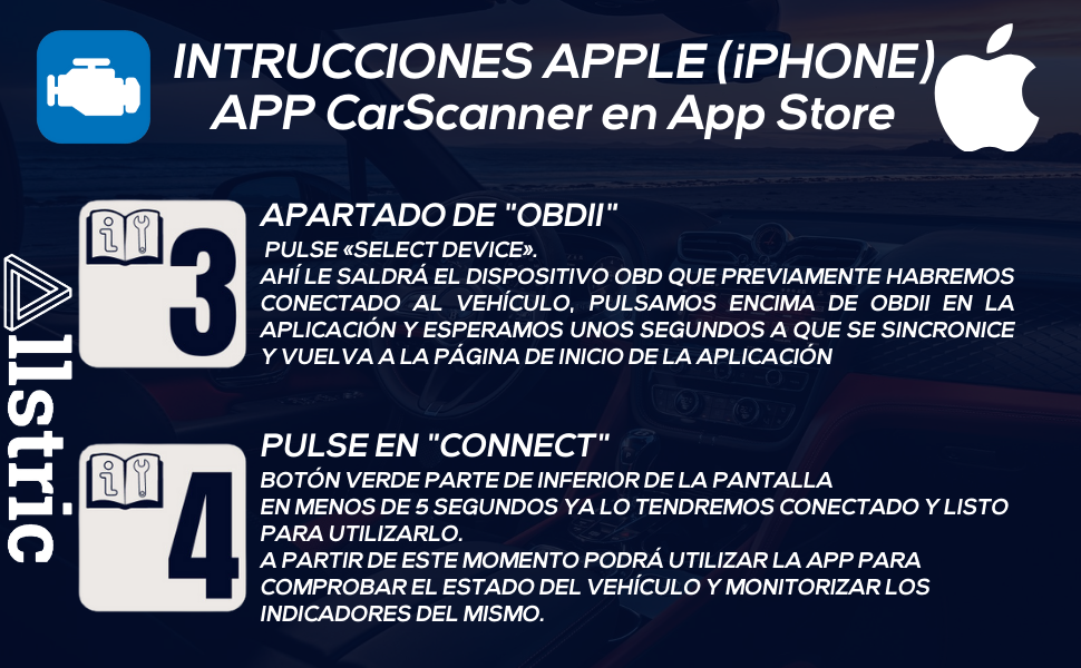 Pulse en select device selecionaremos el OBDII y esperaremos que se vincule y pulsaremos en connect