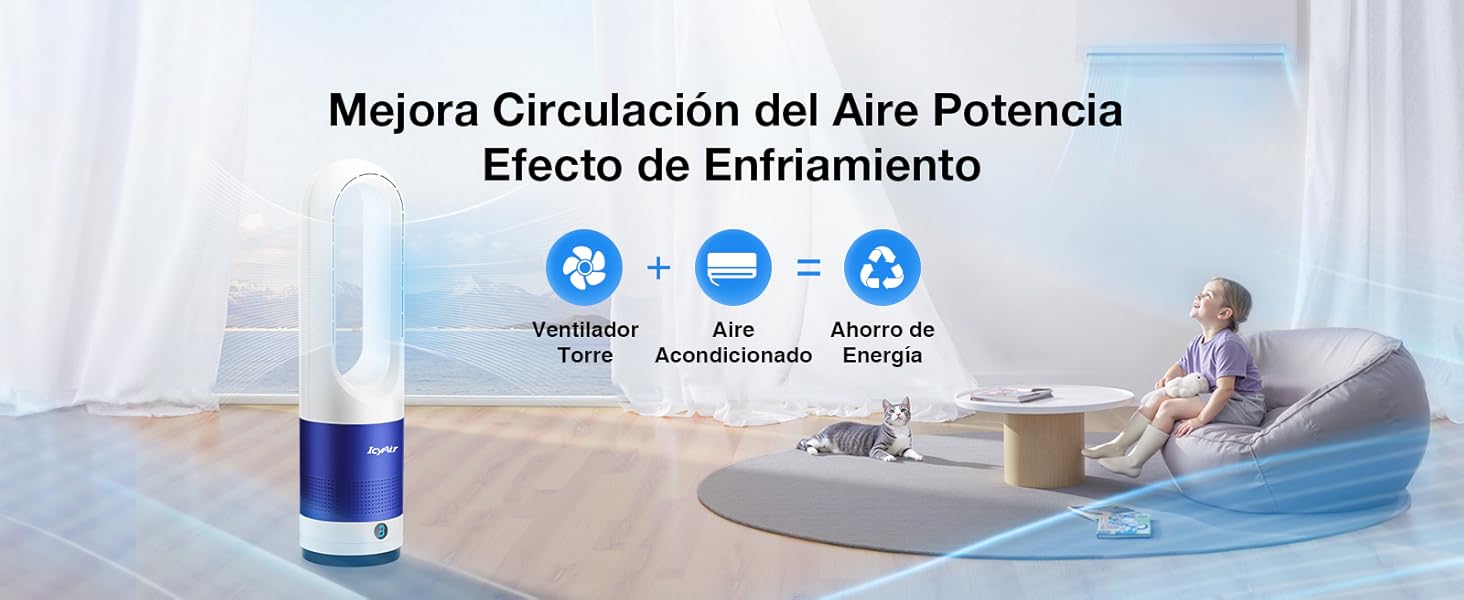 Ventilador de Torre sin Aspas de 55cm