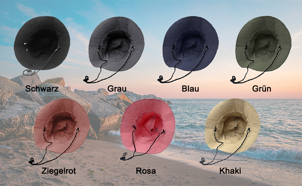 Sombrero de pescador para mujer y hombre, con correa para la barbilla, cubo impermeable, secado rápido