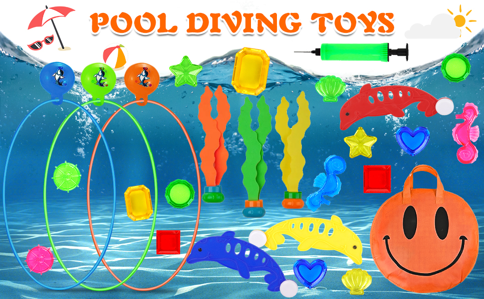 ZHHGOO 27 Piezas Juguetes de Buceo,Juegos Piscina para Niños