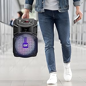 Altavoces Bluetooth Portátil Recargable Exteriores Subwoofer Tweeter Grabación Micrófono Luces