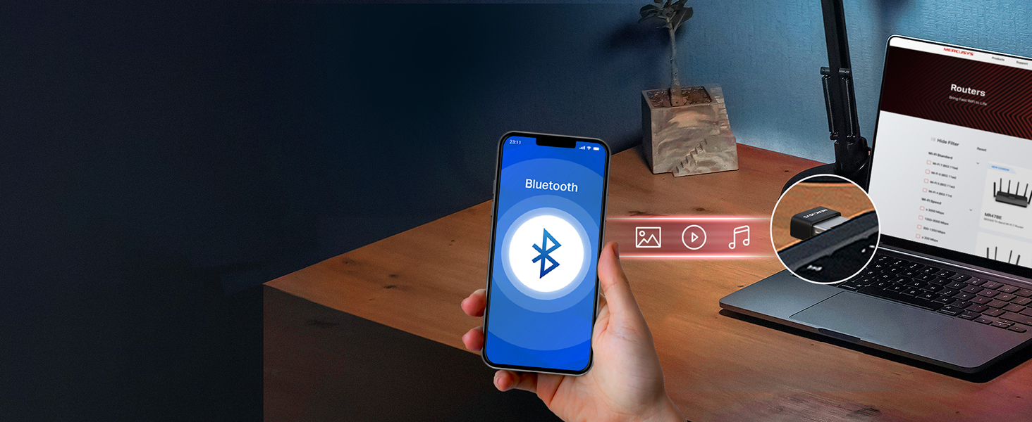 Mercusys MA530 - Adaptador Nano USB Bluetooth 5.3 Compatible con Windows 11/10/8.1/7