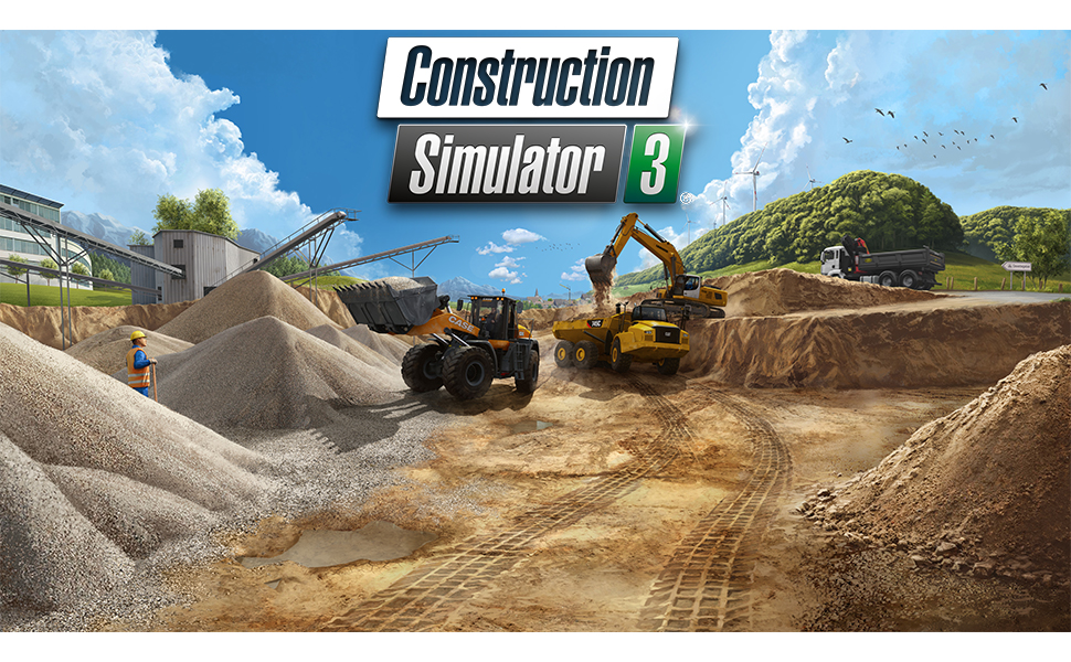 Simulación, mundo abierto, sandbox, conducción, excavadora, construcción, camión, transporte,