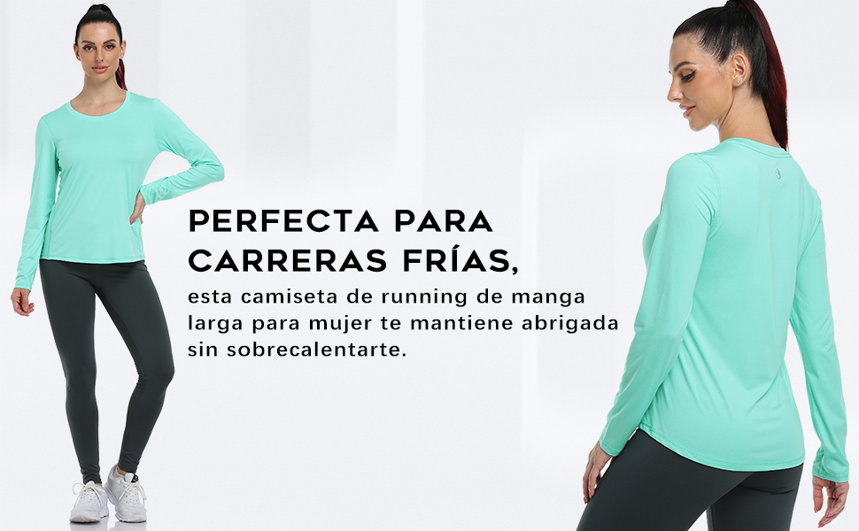 icyzone Camiseta de Manga Larga para Mujer
