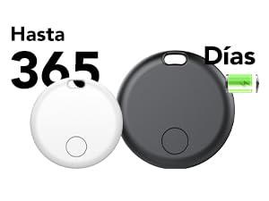 El texto dice «Hasta 365 días». Los mismos modelos de robot aspirador en blanco y negro se muestran desde diferentes ángulos con una pantalla indicadora de batería.