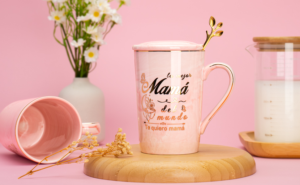 e quiero mamá, 400ml Ceramica Taza, con Tarjeta, Cuchara Caja de Regalo