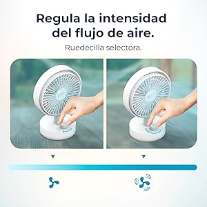 ventilador; ventilador de sobremesa; ventilador blanco; ventilador a batería; Ventilador Cecotec