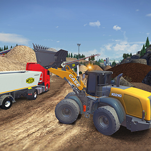 Simulación, mundo abierto, sandbox, conducción, excavadora, construcción, camión, transporte
