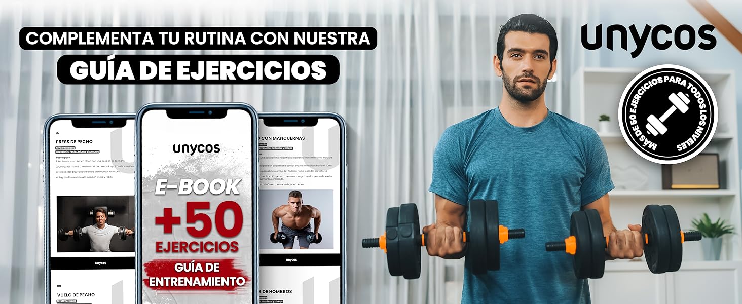 Juego de Mancuernas Ajustables 4 en 1 con Barra Recta de Conexión, Discos
