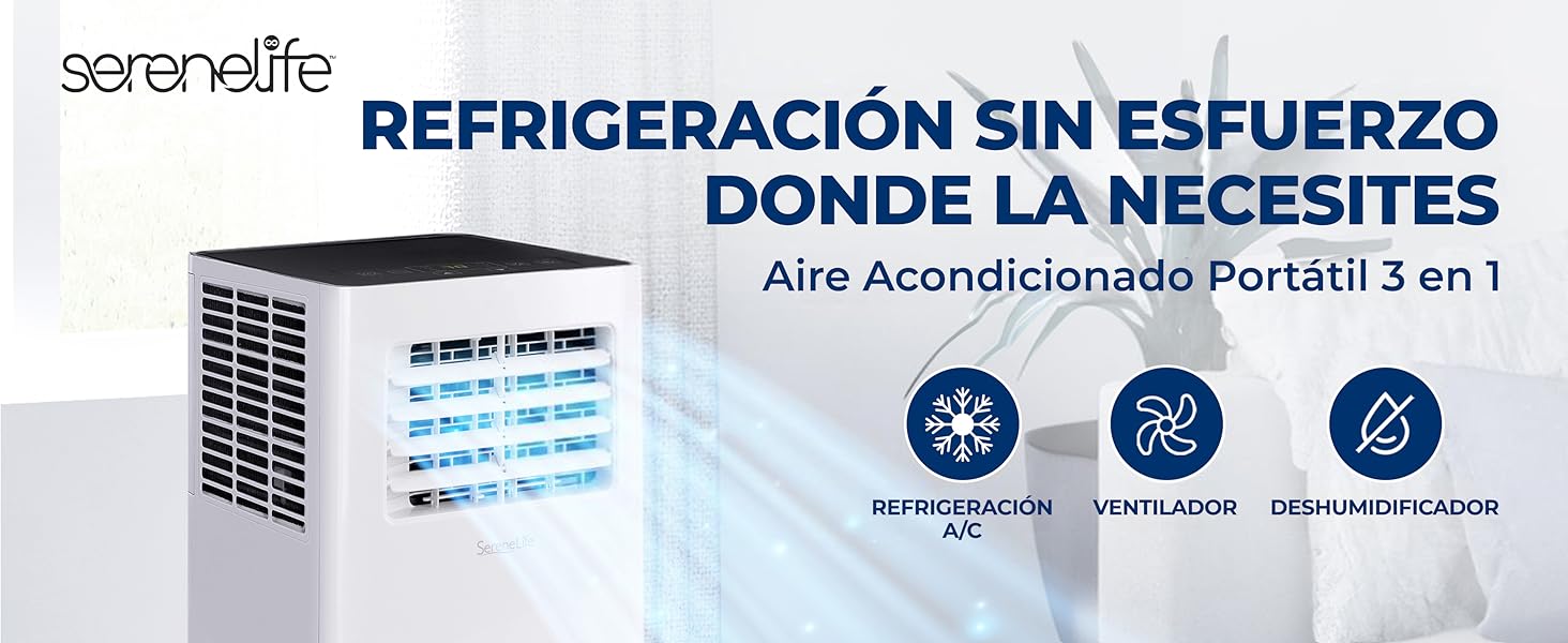 Aire Acondicionado Portátil Móvil Calefactor Silencioso Deshumidificador, Ventilador Escape Ventana