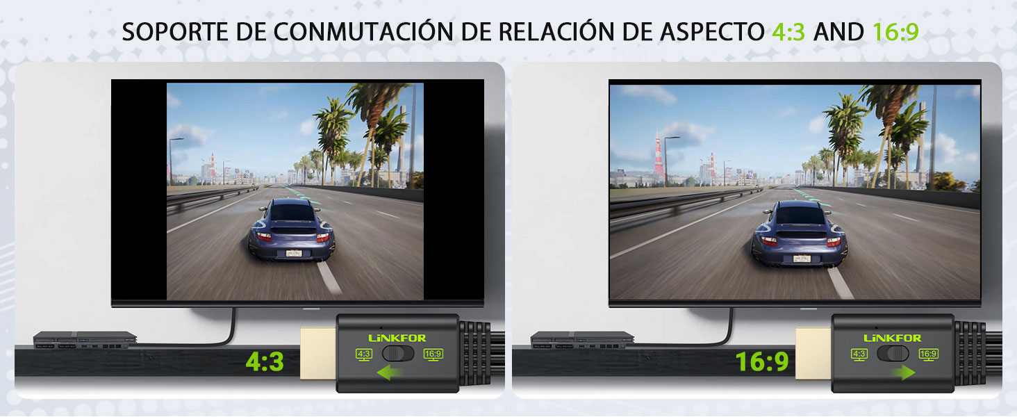 soporte de conmutación de relación de aspecto 4:3 Y 16:9
