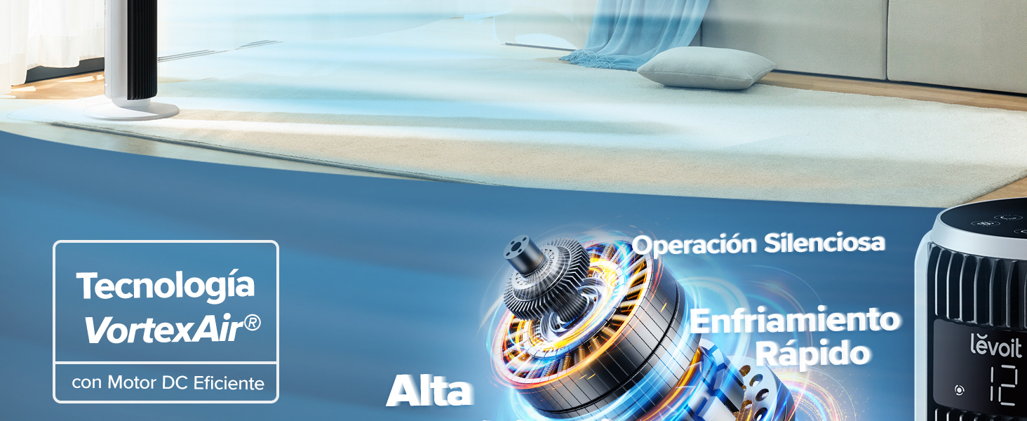 Ventilador Vortexair con Motor DC eficiente
