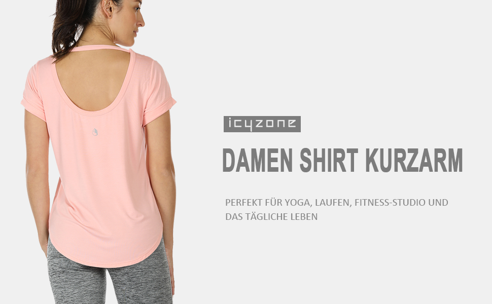 icyzone - Camiseta deportiva de manga corta para mujer