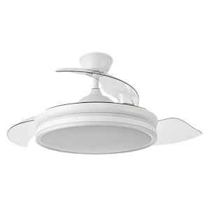 ventilador de techo, con luz, aspas retractiles, silencioso motor DC mando a distancia