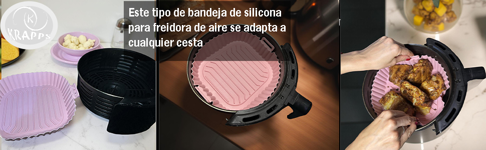 recipiente silicona air fryer, moldes para freidora de aire cecotec, accesorios air fryer moulinex