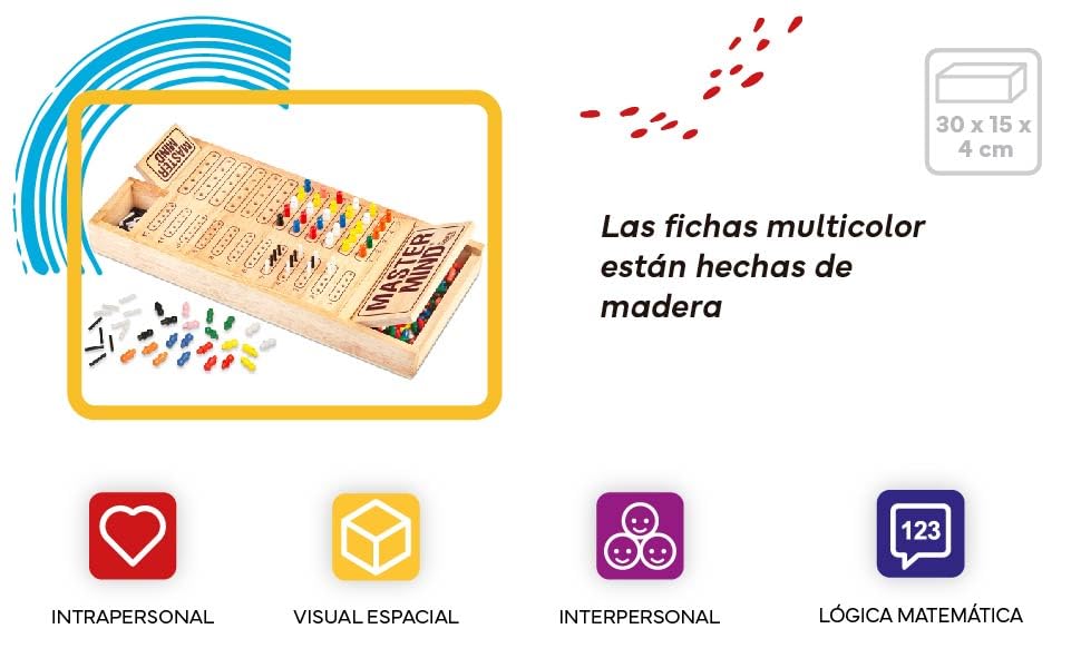 Cayro, Master Mind Madera, +7 Años,Juego de Mesa Niños y Adultos, Encuentra Combinación, 2 Jugadores