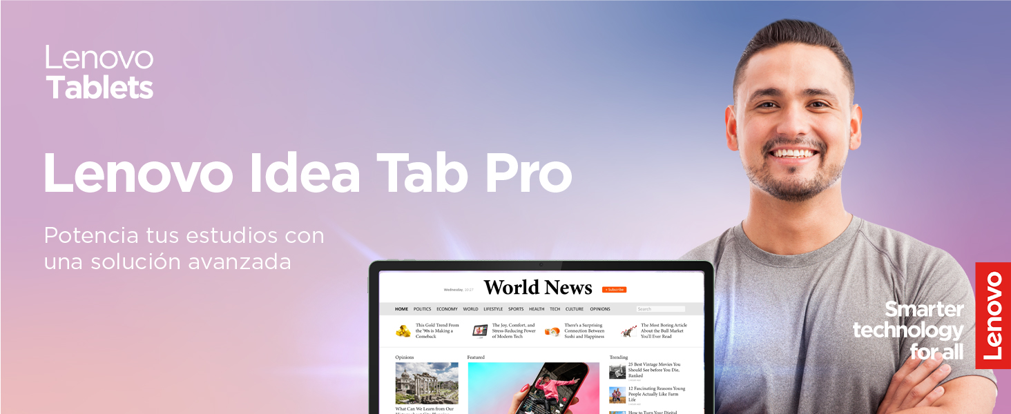 Lenovo Idea Tab Pro – Tablet 12.7" 3K Imagen frontal usuario y tablet