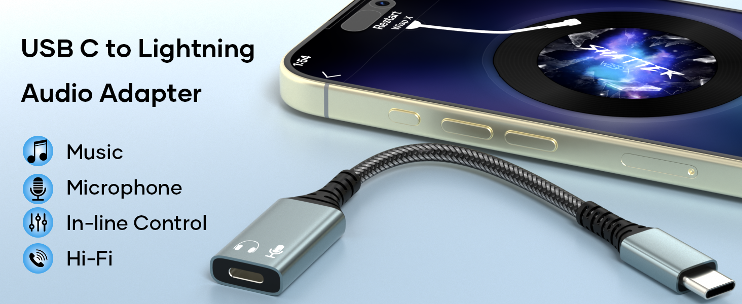 Adaptador de Lightning a USB C Audio