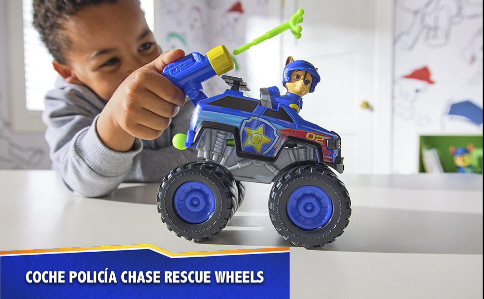 Paw Patrol Rescue Wheels coche policía y figura, Patrulla Canina Chase