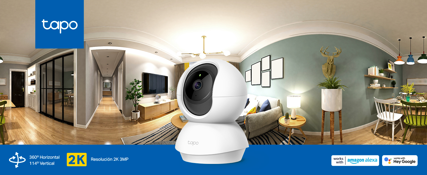 Tapo C210 - Cámara de Vigilancia Wi-Fi Inteligente 360º 2K 3MP