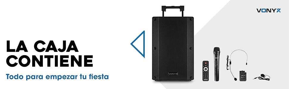 Altavoz con 3 microfonos incluidos y mando a distancia. Enchufa y Listo