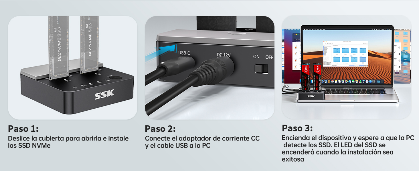 20 Gbps Caja SSD NVMe M.2 de Doble Bahía
