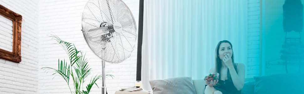 ventilador de pie vertical suelo regulable altura oscilación temporizador acero retro 50 W velocidad