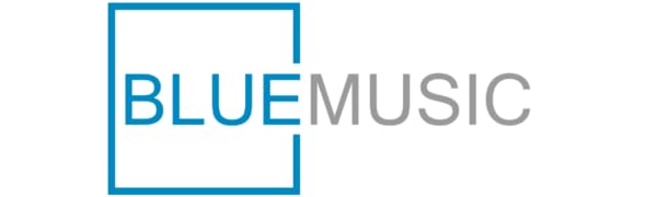 BlueMusic Logo mit Radio im Hintergrund