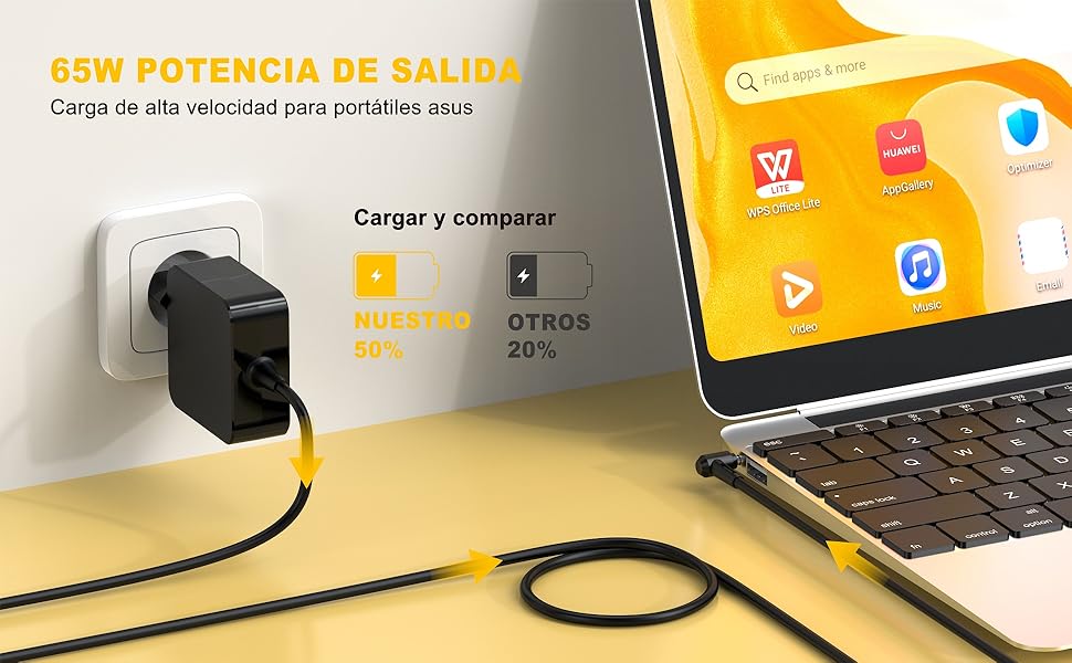 Adaptador ordenador ASUS, carga más eficiente