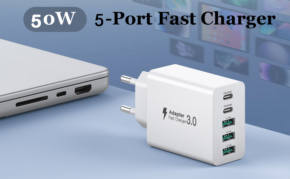 Cargador USB tipo C de 50W