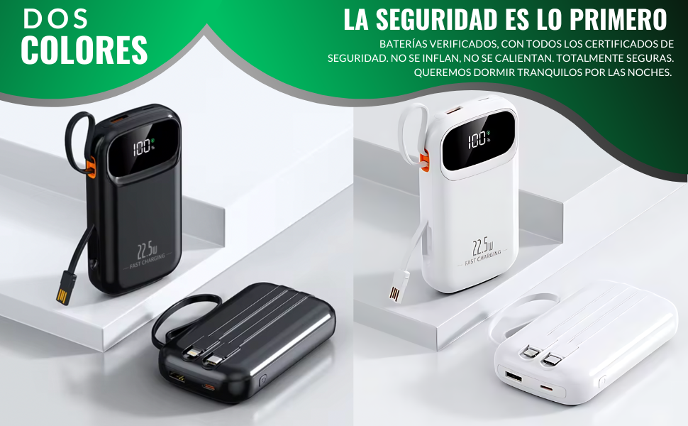 Bateria externa carga rapida con 20000 mah, power bank portatil con cargador usb c w iphone