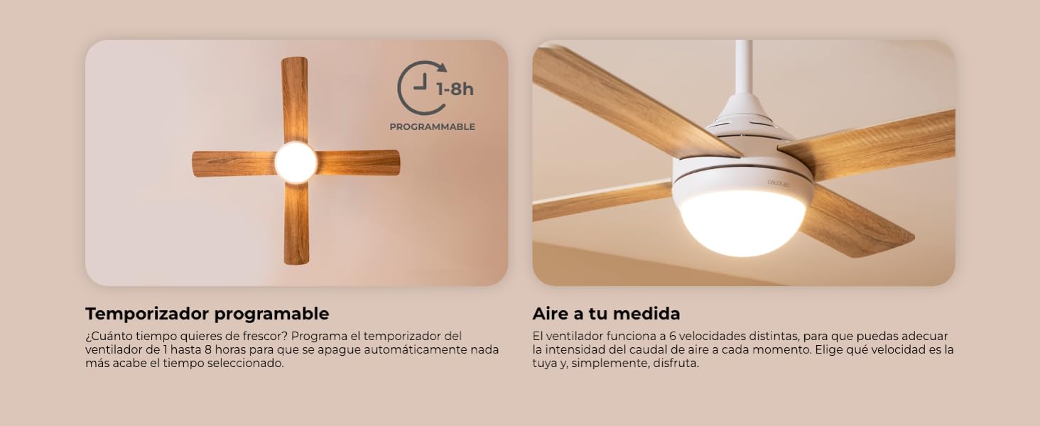 ventiladores de techo con luz; ventilador de techo silencioso; ventilador de techo con luz cecotec
