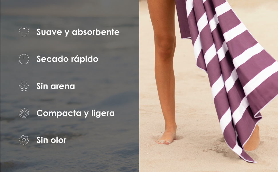 SummerSand Toalla de playa ultraligera Toalla de microfibra grande Color arena Golf
