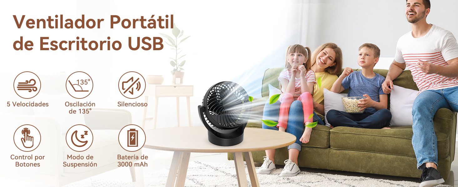 Ventilador Portátil de Escritorio USB