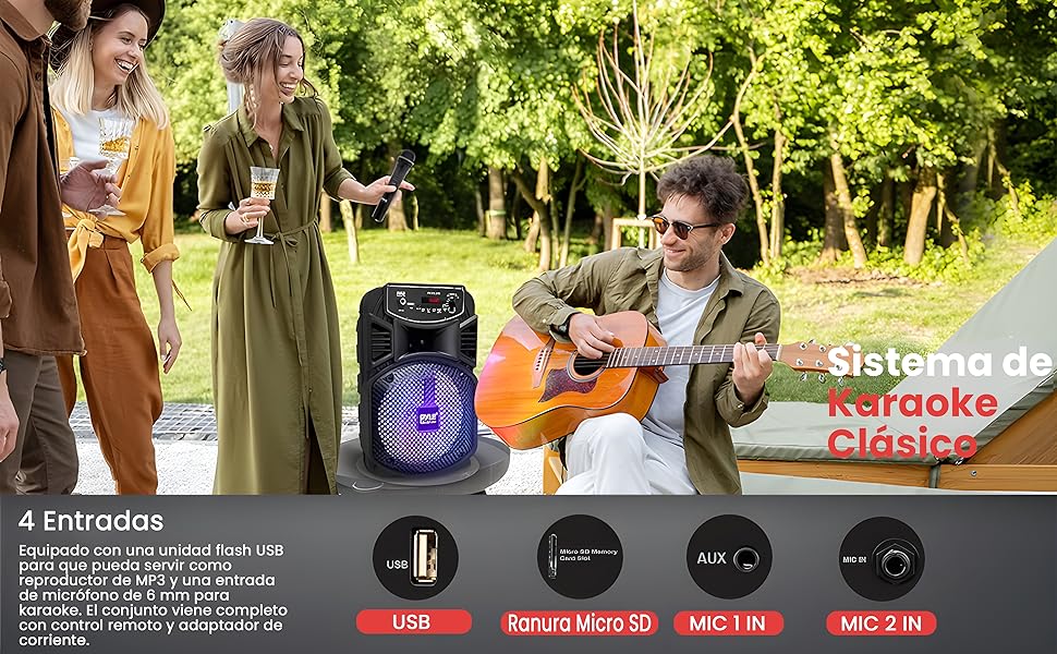 Altavoces Bluetooth Portátil Recargable Exteriores Subwoofer Tweeter Grabación Micrófono Luces