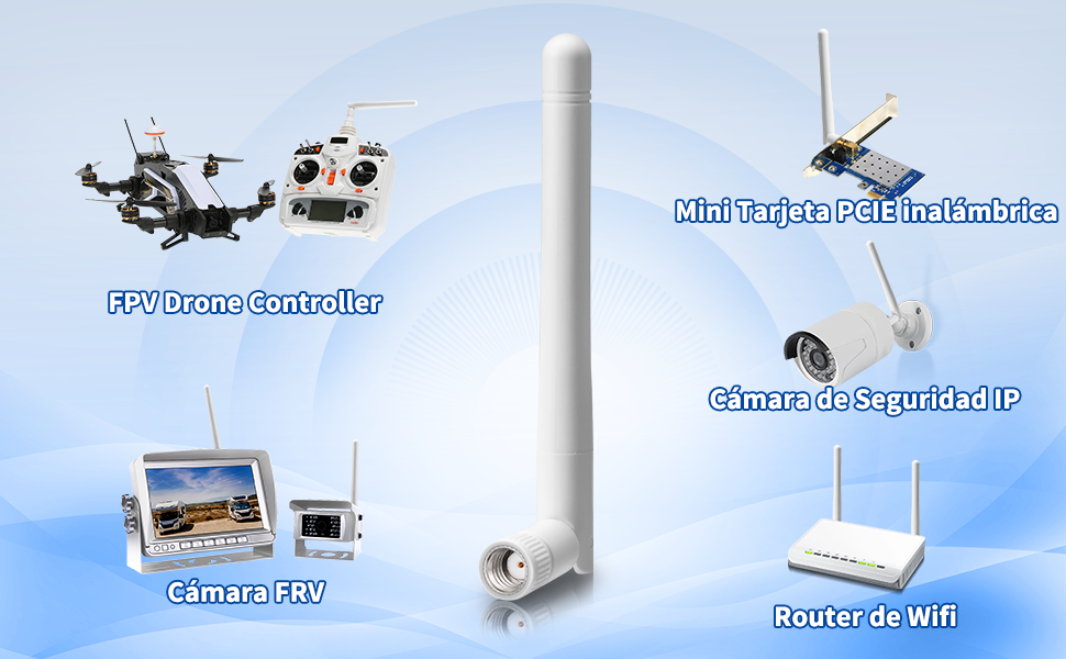 Antena WiFi RP-SMA Doble Banda 2.4GHz 5GHz 5.8GHz