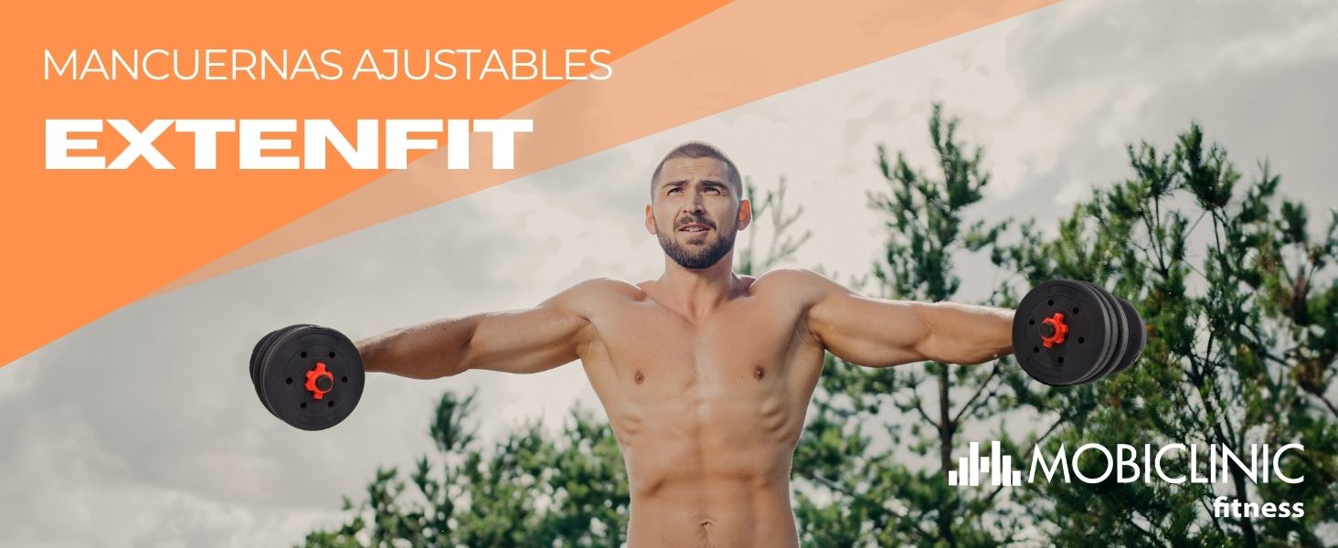 Mancuernas ajustables con barra 2 en 1