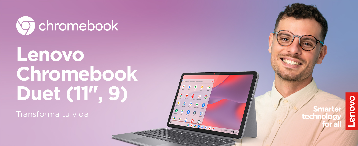 Lenovo Chromebook Duet 11 Gen 9 - Imagen frontal Ordenador y usuario