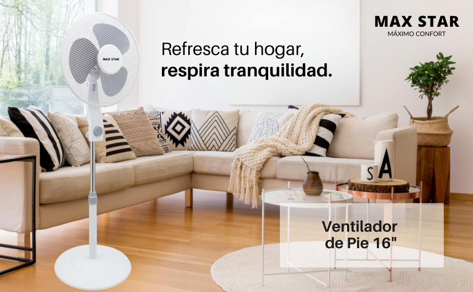 max-star-venntilador-de-pie-silencioso-ajustable-oscilante-ventilacion-hogar-climatizacion-blanco