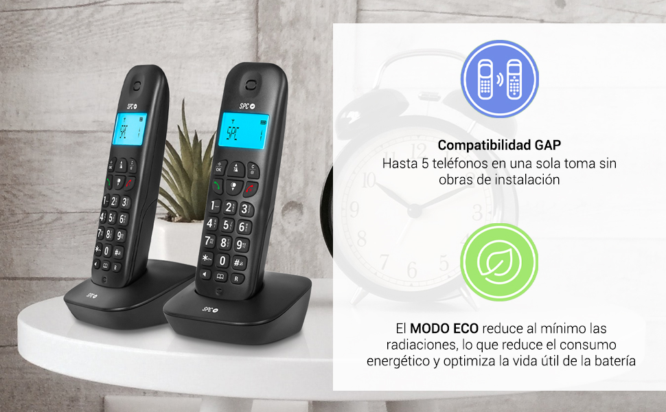 SPC Air Pro Dúo inalámbricos dect teléfono dos manos libres pantalla iluminada GAP modo ECO